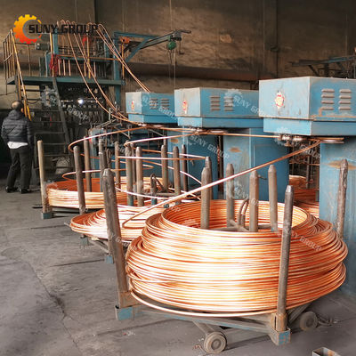 Ligne de production de coulée de barres de cuivre sans oxygène pour machine de coulée continue vers le haut