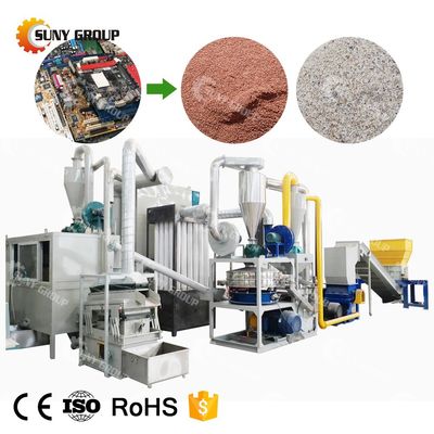 Puissante usine de recyclage de métaux de déchets de PCB à taux de séparation de 99,9% pour une grande capacité